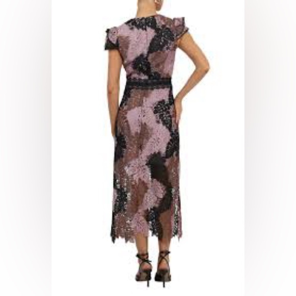 Adelyn Rae Black and Purple Lace Midi Dress